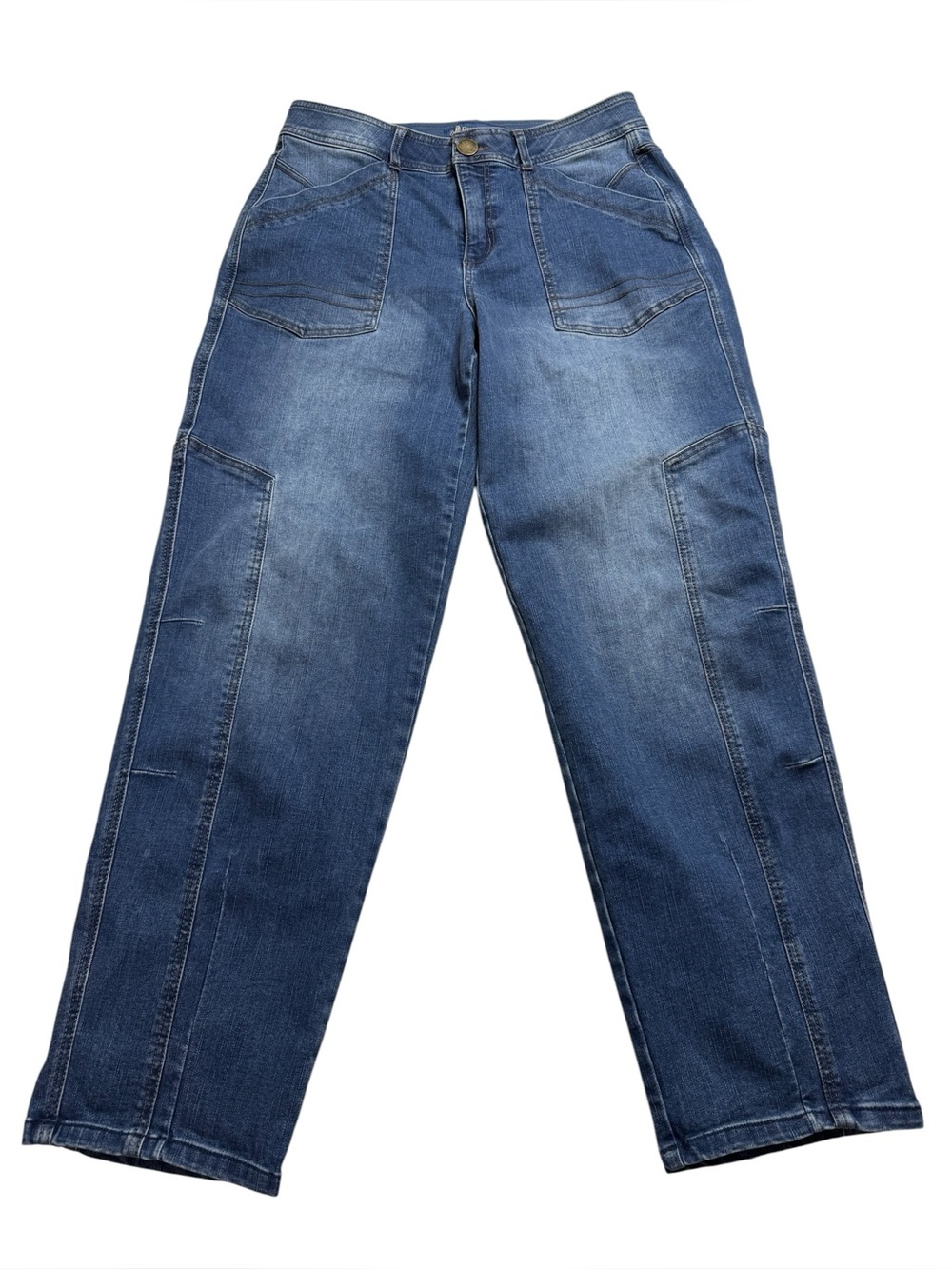 Democracy High Rise Roll Cuff Barrel Leg Jeans with Side Panels Ab Solution 10